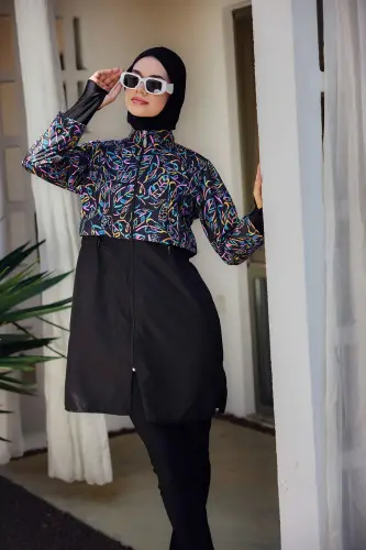 Remsa Yağmur Paraşüt Tam Kapalı Tesettür Mayo RMS-R2505-26 Siyah - 1