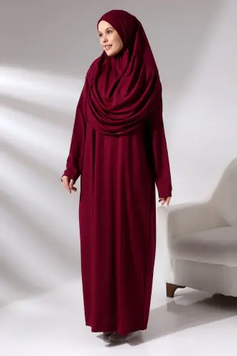 Tek Parça Namaz Elbisesi - Fuşya - 5015 - 4
