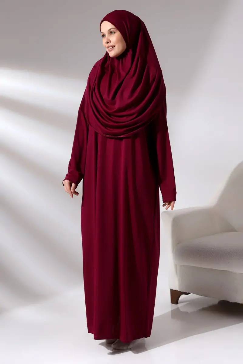 Tek Parça Namaz Elbisesi - Fuşya - 5015 - 4