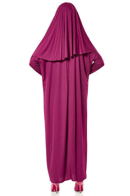 Tek Parça Namaz Elbisesi - Fuşya- 5015 ve Seccade ve Zikirmatik - Üçlü Takım - Thumbnail