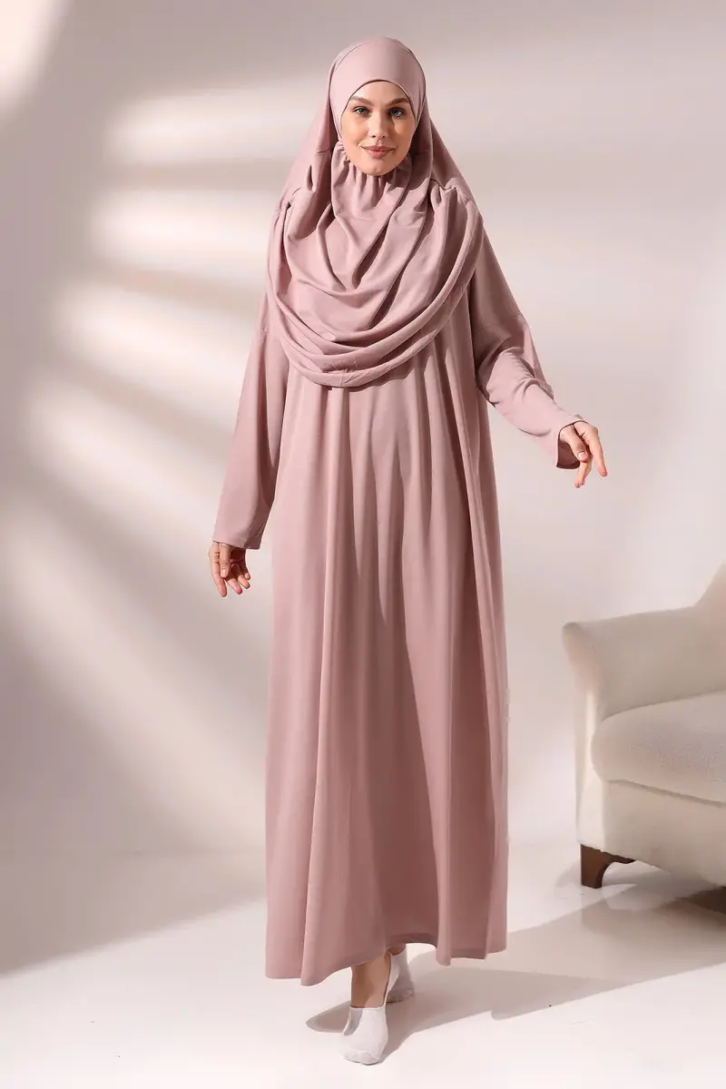 Tek Parça Namaz Elbisesi - Gül Kurusu - 5015 - 2
