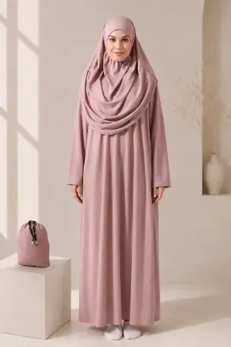 Tek Parça Namaz Elbisesi - Gül Kurusu - 5015 