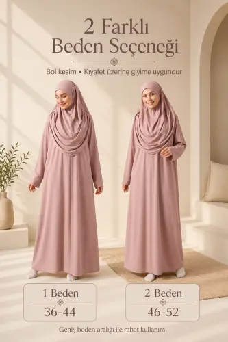 Tek Parça Namaz Elbisesi - Gül Kurusu - 5015 - 2