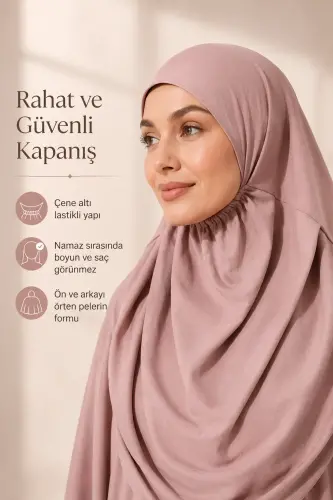Tek Parça Namaz Elbisesi - Gül Kurusu - 5015 - 4