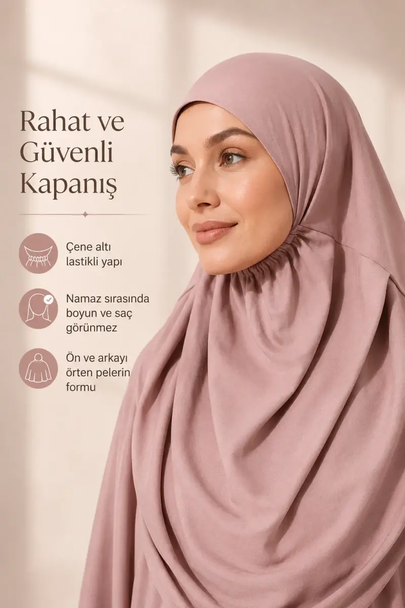 Tek Parça Namaz Elbisesi - Gül Kurusu - 5015 - 4