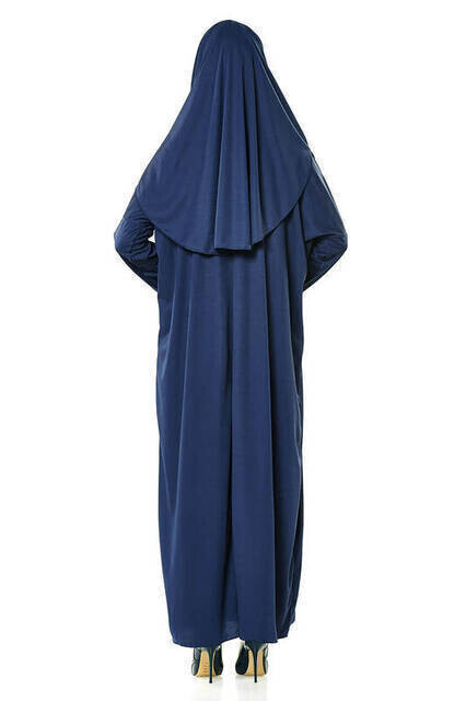 Tek Parça Namaz Elbisesi - Lacivert - 5015 ve Seccade ve Zikirmatik - Üçlü Takım - Thumbnail