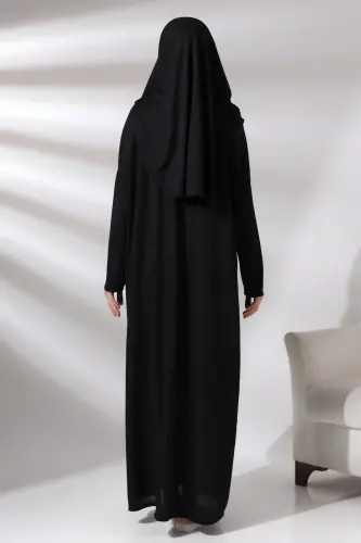 Tek Parça Namaz Elbisesi - Siyah - 5015 - 5