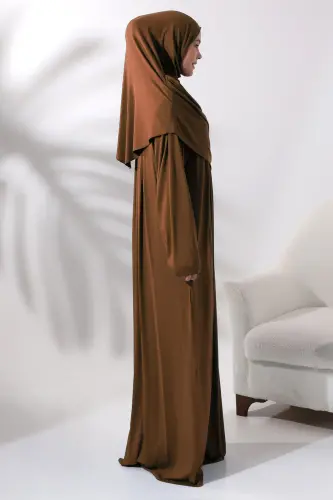 Tek Parça Pratik Başörtülü Robalı Namaz Elbisesi 8015 Kiremit - ihvanonline (1)