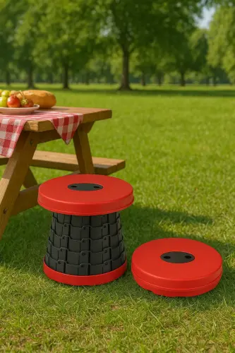 Teleskopik Katlanabilir Kolay Taşınabilir Akordiyon Tabure Banyo Kamp Taburesi - 1