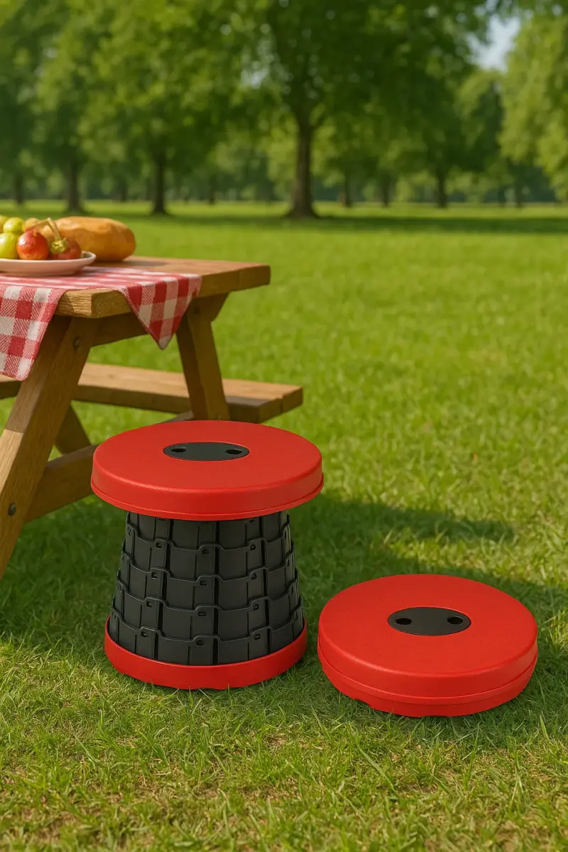 Teleskopik Katlanabilir Kolay Taşınabilir Akordiyon Tabure Banyo Kamp Taburesi - 1