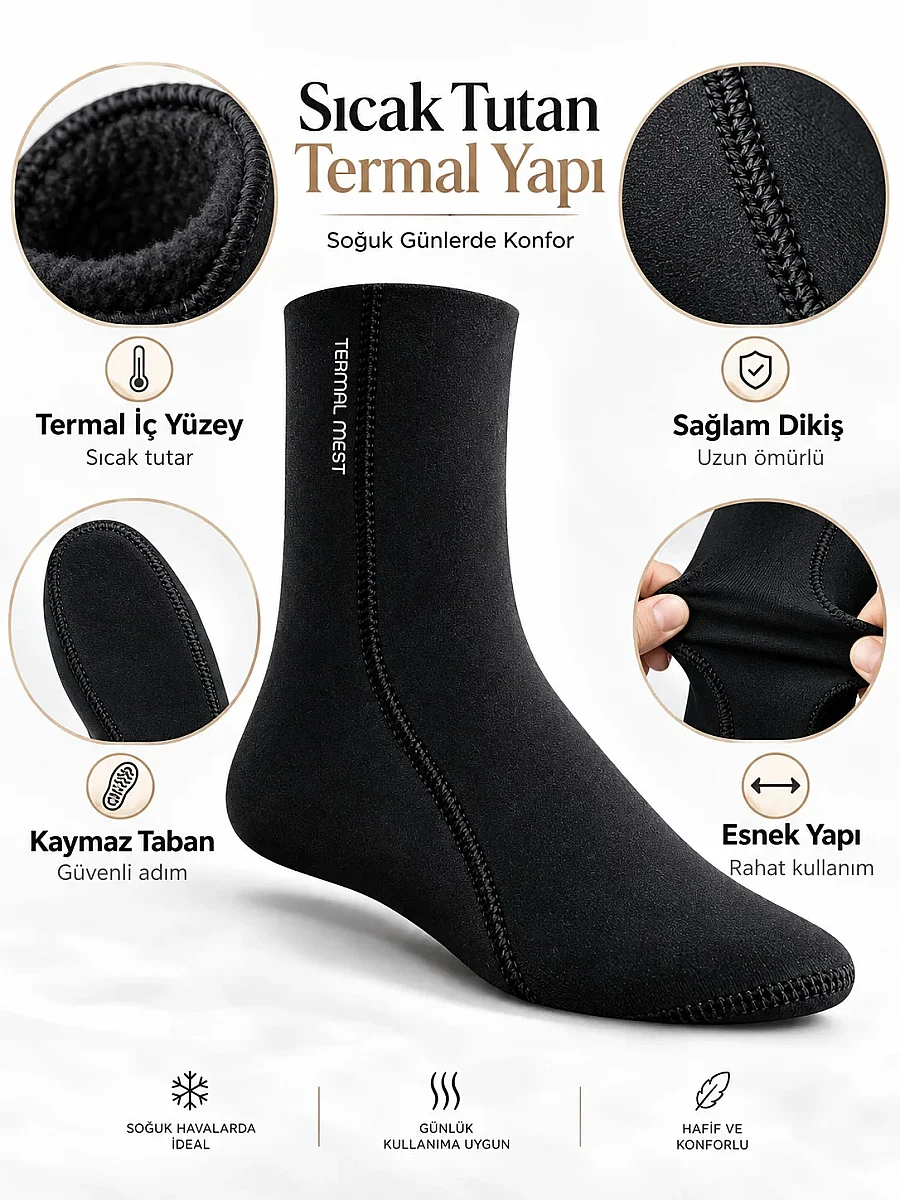 Soğuk Geçirmez Termal Mest - Nefes Alabilen, Su Geçirmez Abdest Çorap - 4