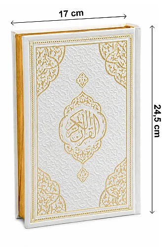 Orta Boy Arapça Kuranı Kerim Termo Deri Bilgisayar Hatlı Diyanet Mühürlü Beyaz - 6