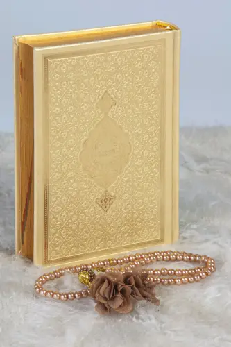 Termo Deri Ciltli Kuranı Kerim - Hafız Boy - Ahmet Hüsrev Hatlı - Tesbih ve Ayraç Hediyeli - Gold 