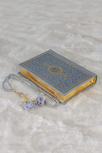 Termo Deri Ciltli Kuranı Kerim - Hafız Boy - Ahmet Hüsrev Hatlı - Tesbih ve Ayraç Hediyeli - Gri - Hayrat Neşriyat (1)