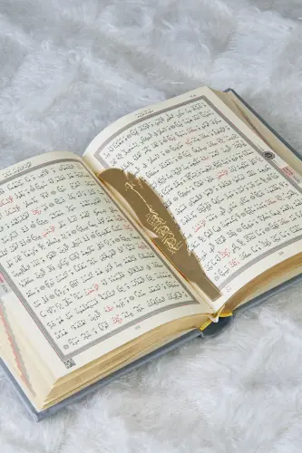 Termo Deri Ciltli Kuranı Kerim - Hafız Boy - Ahmet Hüsrev Hatlı - Tesbih ve Ayraç Hediyeli - Gri - 3