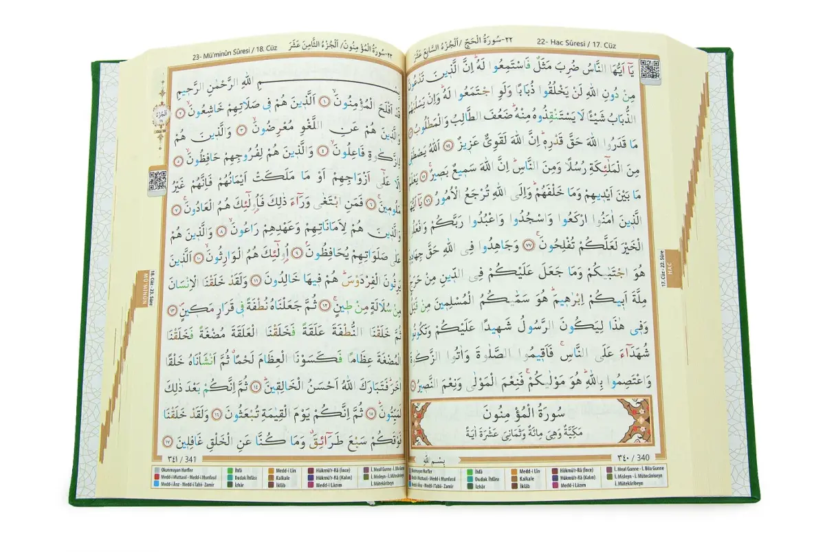 Termo Deri Ciltli Tecvidli Bilgisayar Hattı Arapça Orta Boy Kuranı Kerim - Yeşil - 3