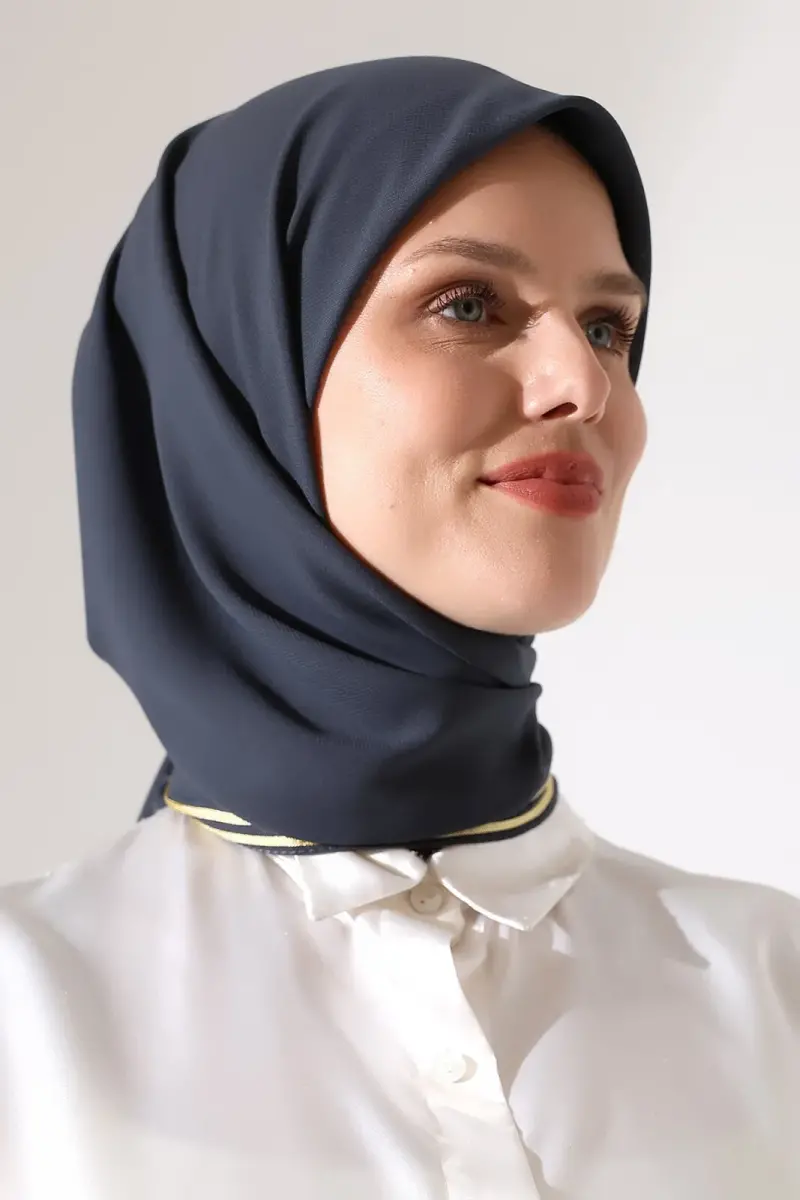 Tesettür Biyeli Bürümcük Düz Şifon Eşarp - Antrasit - 1