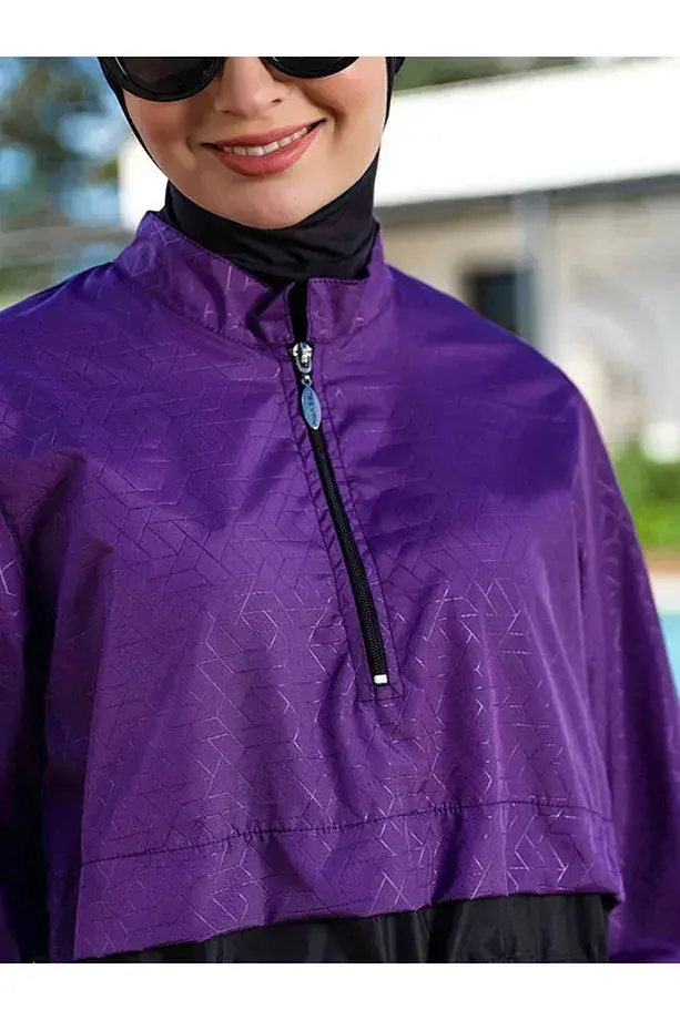 Tesmay Kadın Jileli Büyük Beden Tam Kapalı Tesettür Mayo 22104-25B Mor - 3