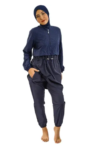 Tesmay Kadın Jileli Tam Kapalı Tesettür Mayo 22104-25 Koyu Lacivert - ihvanonline (1)