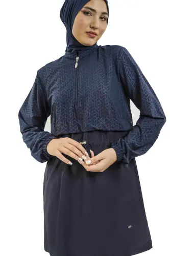 Tesmay Kadın Jileli Tam Kapalı Tesettür Mayo 22104-25 Koyu Lacivert - 3