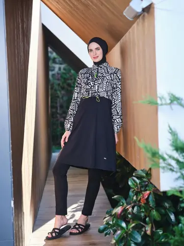 Tesmay Kadın Likralı Tam Kapalı Tesettür Mayo 21108-25 Siyah - ihvanonline (1)