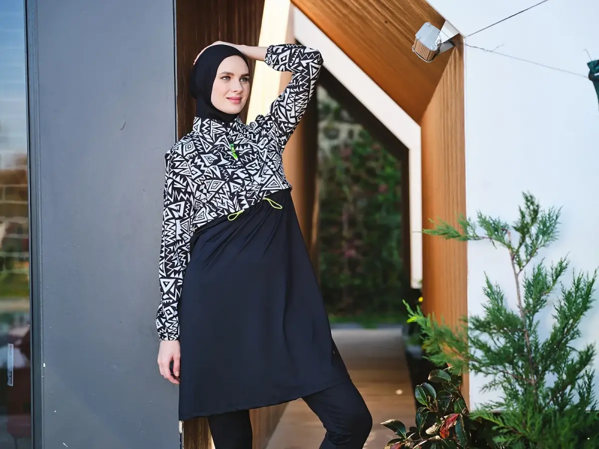 Tesmay Kadın Likralı Tam Kapalı Tesettür Mayo 21108-25 Siyah - 3