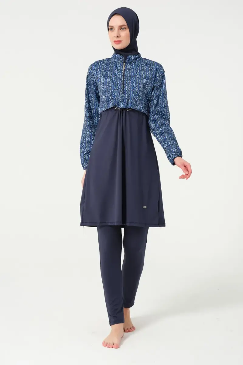 Tesmay Kadın Likralı Tam Kapalı Tesettür Mayo 21111-25 Koyu Lacivert - 1