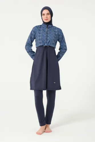 Tesmay Kadın Likralı Tam Kapalı Tesettür Mayo 21111-25 Koyu Lacivert - Tesmay (1)