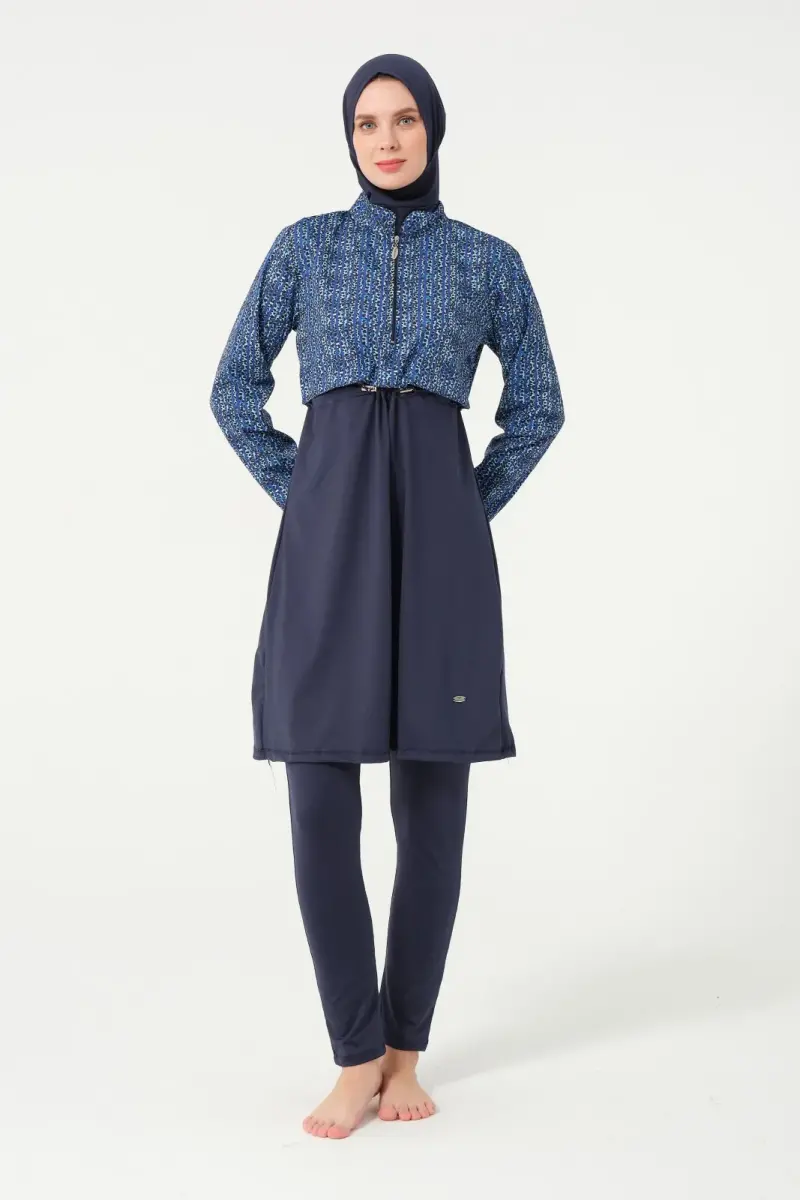 Tesmay Kadın Likralı Tam Kapalı Tesettür Mayo 21111-25 Koyu Lacivert - 2