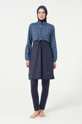Tesmay Kadın Likralı Tam Kapalı Tesettür Mayo 21111-25 Koyu Lacivert - 3