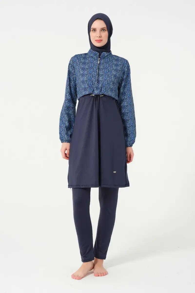 Tesmay Kadın Likralı Tam Kapalı Tesettür Mayo 21111-25 Koyu Lacivert - 3