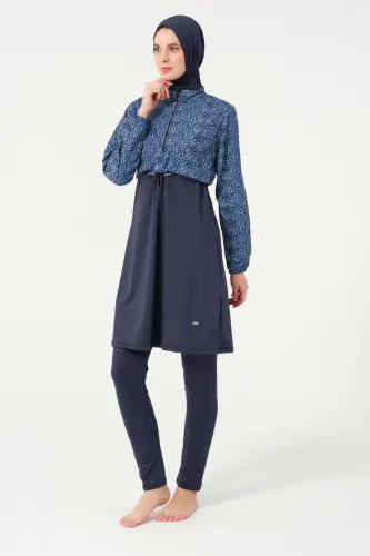 Tesmay Kadın Likralı Tam Kapalı Tesettür Mayo 21111-25 Koyu Lacivert - 5