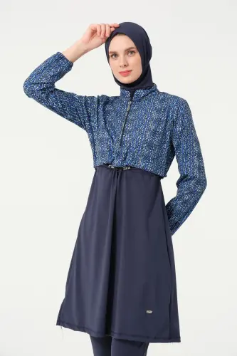 Tesmay Kadın Likralı Tam Kapalı Tesettür Mayo 21111-25 Koyu Lacivert - 6