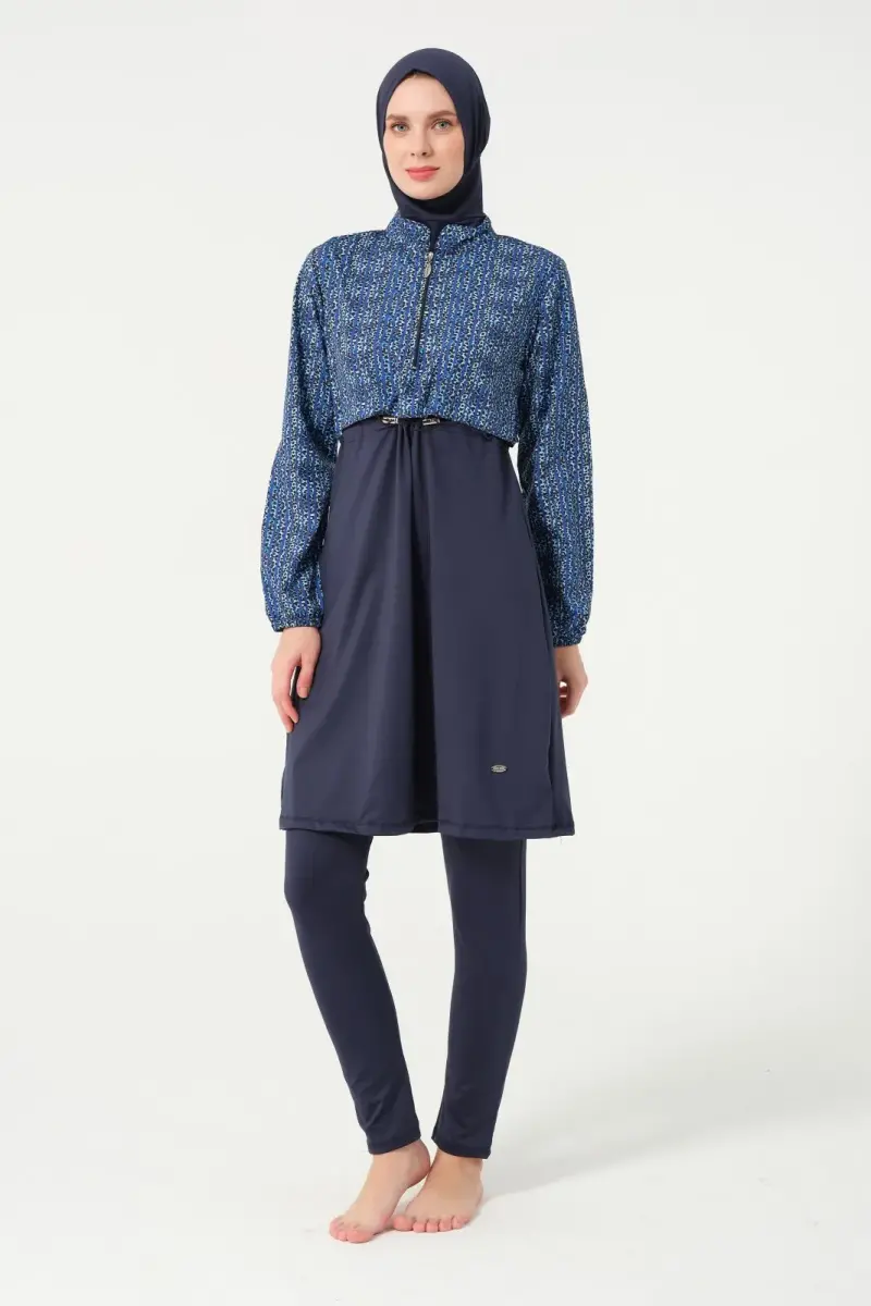 Tesmay Kadın Likralı Tam Kapalı Tesettür Mayo 21111-25 Koyu Lacivert - 7