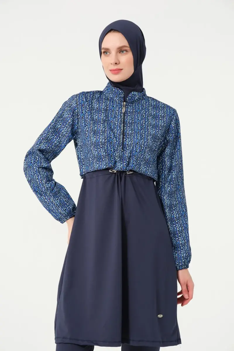 Tesmay Kadın Likralı Tam Kapalı Tesettür Mayo 21111-25 Koyu Lacivert - 8