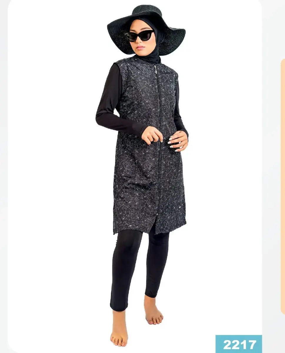 Tesmay Kadın Paraşüt Kumaş Tam Kapalı Tesettür Mayo 2217-25 Siyah - 1
