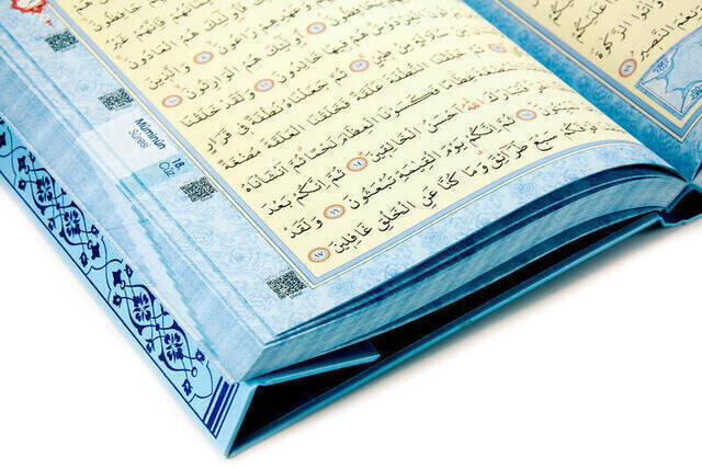 The Holy Quran - Plain Arabic - Rahle Boy - With Voice - Blue Color - Ayfa Quran - Computer Calligraphy