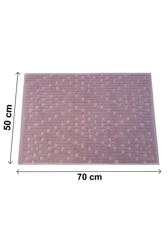 Tuğla Desenli 2li Ayak Havlusu - 50x70 cm - Su Emici Banyo Paspası Seti - Bordo - 6