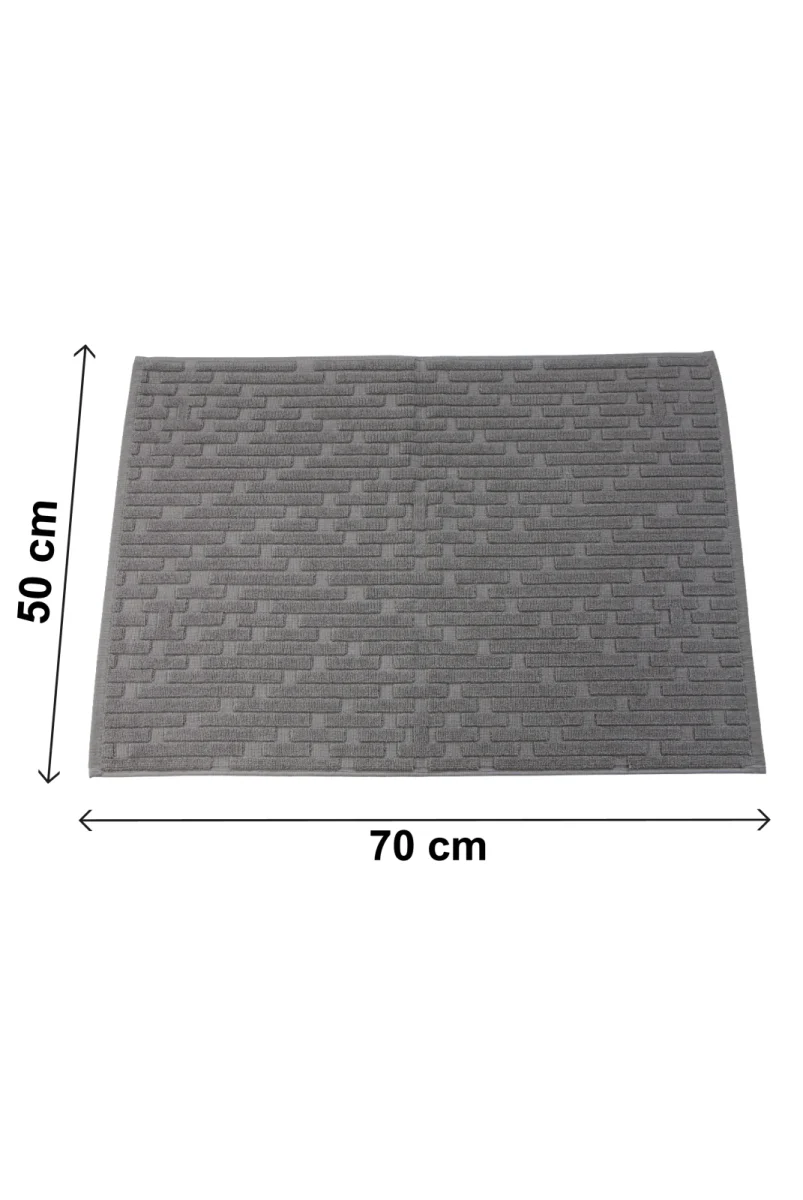 Tuğla Desenli 2li Ayak Havlusu - 50x70 cm - Su Emici Banyo Paspası Seti - Koyu Gri - 6
