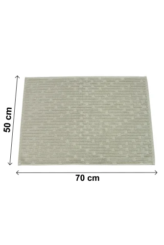 Tuğla Desenli 2li Ayak Havlusu - 50x70 cm - Su Emici Banyo Paspası Seti - Yeşil - 6
