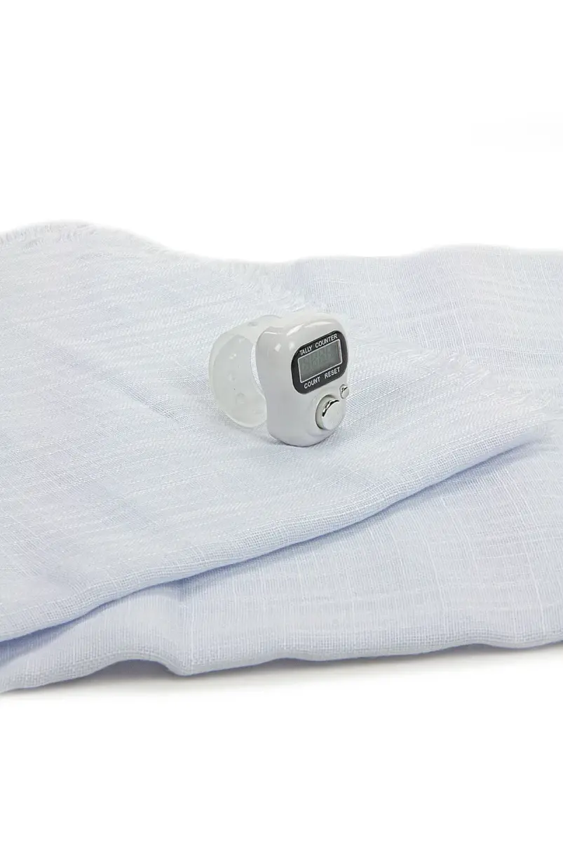 Tulle Pouch Cotton Mevlüt Cloth and Chanting Counter Set White - 4