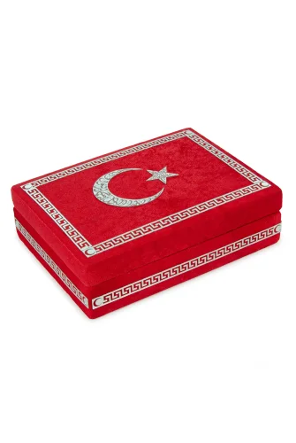 Türk Bayraklı İsme Özel Kutulu Kadife Kuranı Kerim, Bayrak ve Tesbih Hediyelik Set - 7