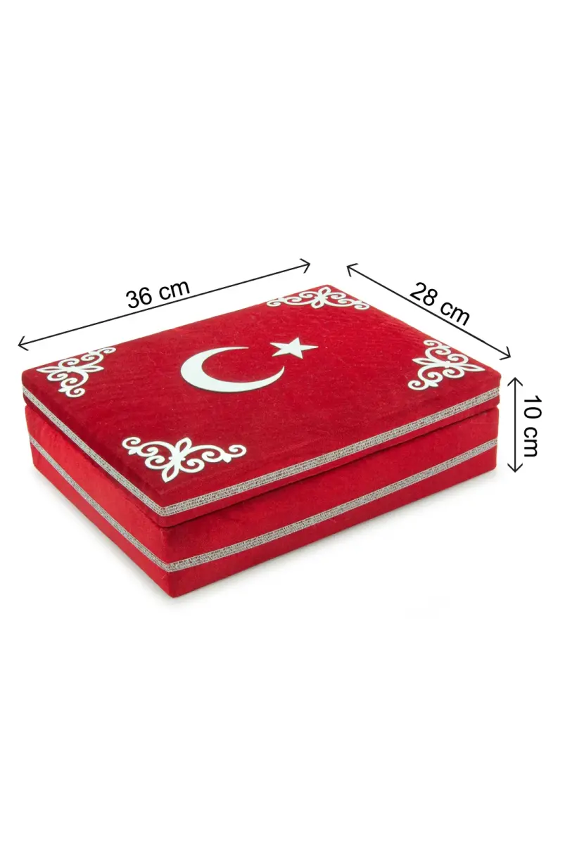 Türk Bayraklı Kuranı Kerim Hediyelik Set – Kadife Kutulu, Bayrak, Seccade ve Tesbih - 4
