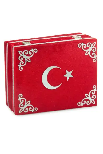 Türk Bayraklı Kuranı Kerim Hediyelik Set – Kadife Kutulu, Bayrak, Seccade ve Tesbih - 6