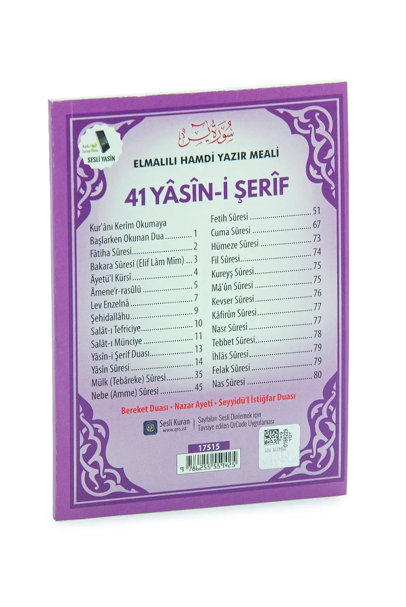 Türkçe Mealli Çanta Boy 80 Sayfa 41 Yasin QR Kodlu, Sesli Dinleme - Mor - 2