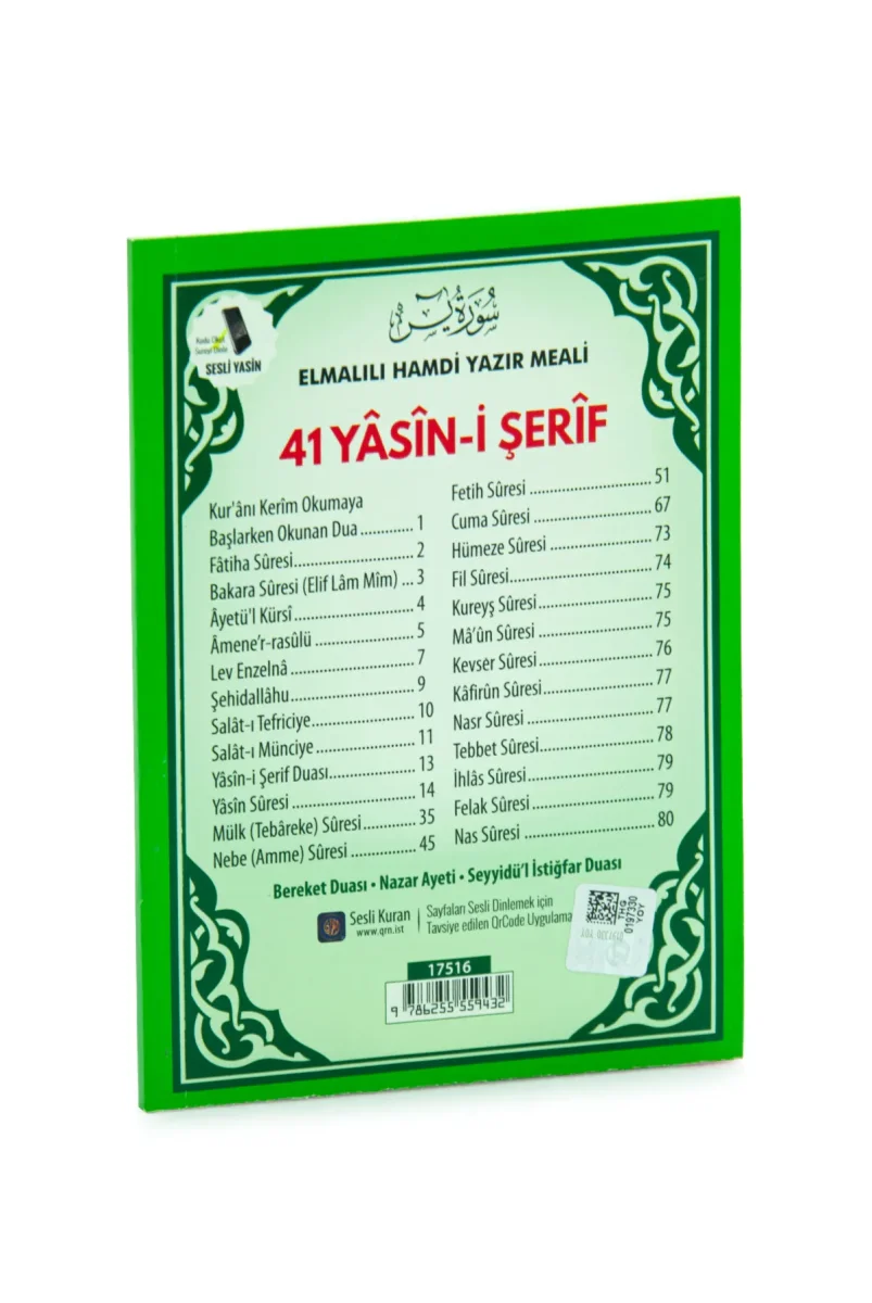 Türkçe Mealli Çanta Boy 80 Sayfa 41 Yasin QR Kodlu, Sesli Dinleme - Yeşil - 2