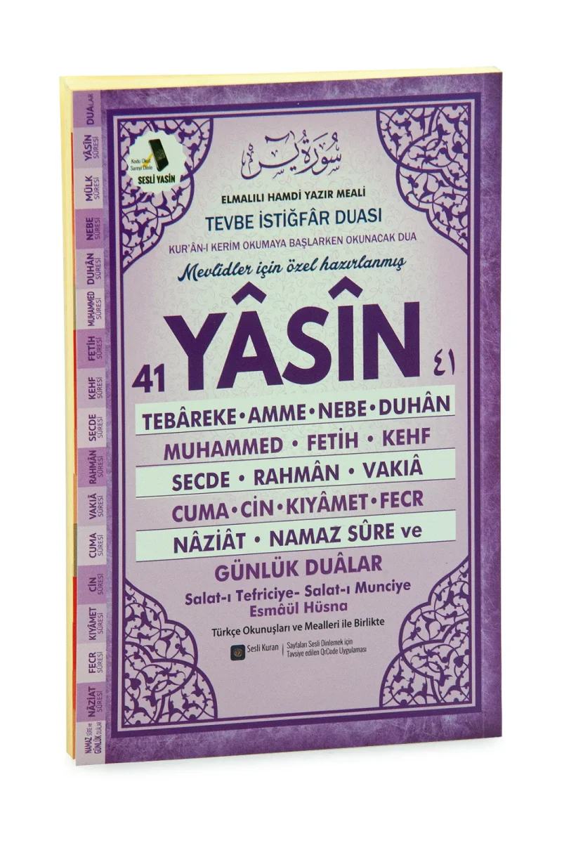 Türkçe Mealli Orta Boy 192 Sayfa 41 Yasin QR Kodlu, Sesli Dinleme - Mor - 1