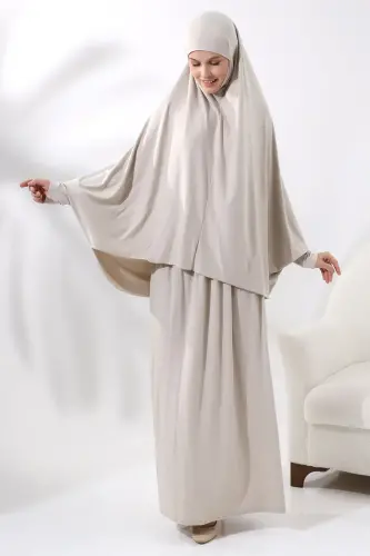 Two Piece Practical Prayer Dress 8016 Cream - 3