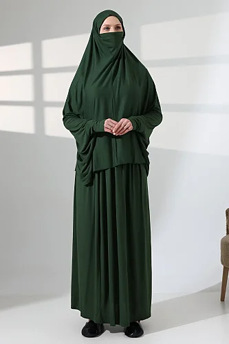 Two Piece Practical Prayer Dress 8016 Khaki - ihvanonline (1)