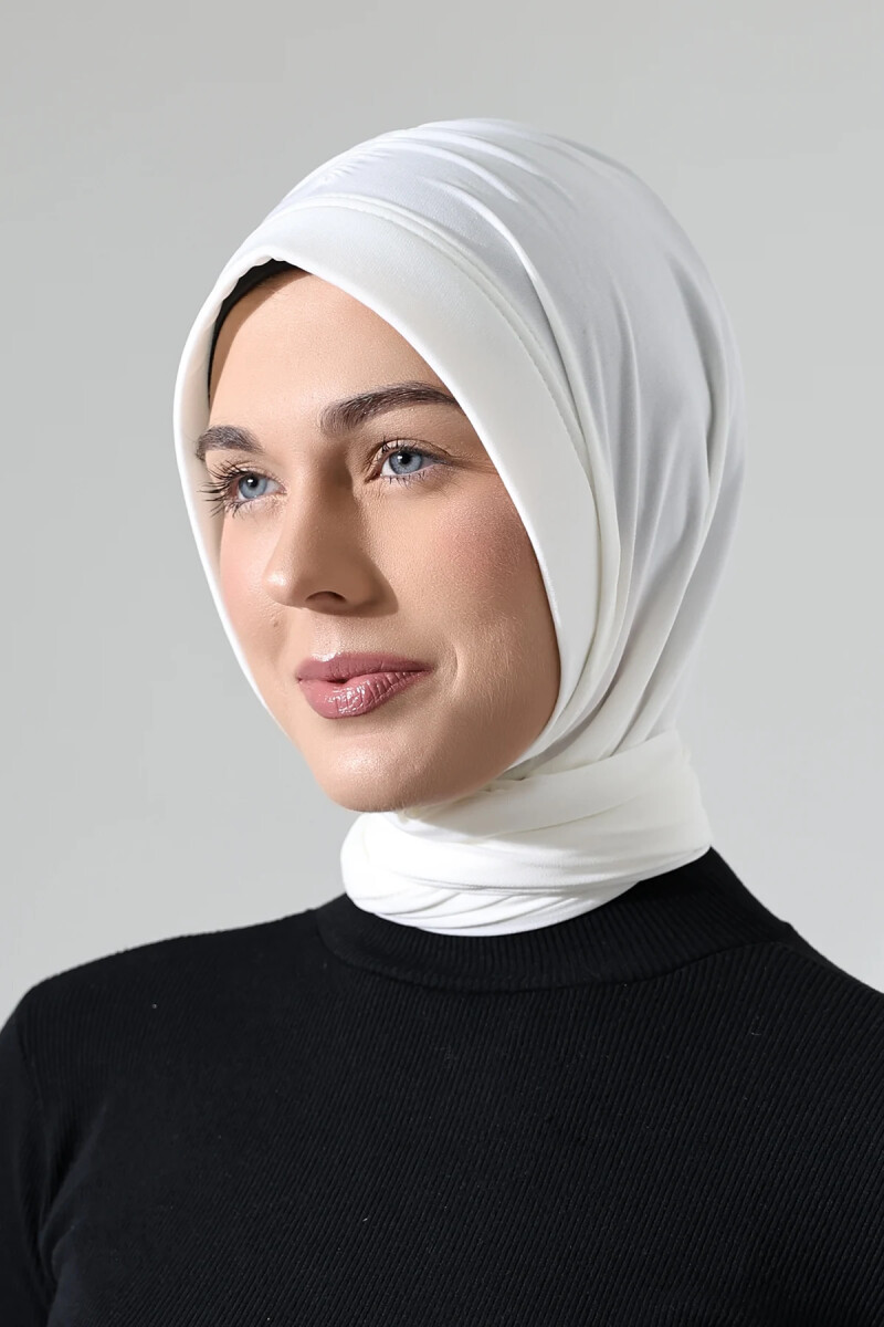 Üç Farklı Bağlamalı Tesettür Hazır Pratik Şal Beyaz - ihvanonline